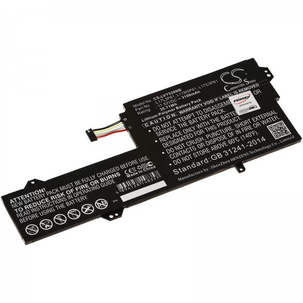 Batterie pour ordinateur portable Lenovo IdeaPad 320S-13IKB, Yoga 720, type L17L3P61 et autres - 11,52V - 3100 mAh