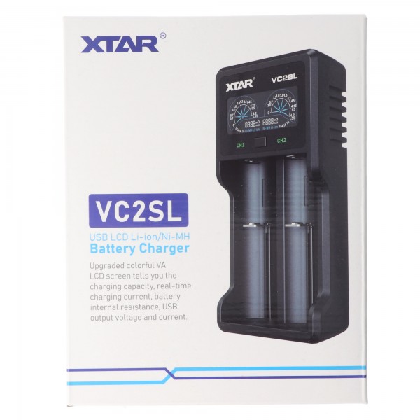 Chargeur rapide Xtar VC2SL pour batterie Li-ion 3.6V à 3.7V et NiMH 1.2V, sans alimentation