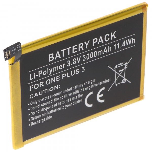 Batterie pour ONEPLUS 3, 3 Dual SIM, A3000, A3003, batterie de pluie BLP613