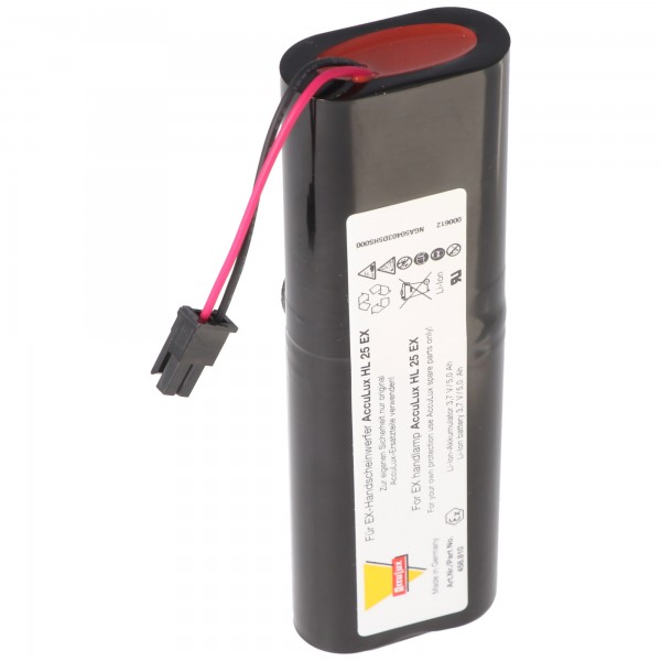 Batterie d'origine pour lampe à main LiIon 3.7V 5000mAh 18.5 Wh Ex-protégée adaptée à la lampe de genou Acculux HL25EX ex