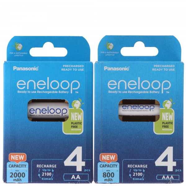 Ensemble Panasonic Eneloop avec 4 piles AA et AAA et 2 boîtiers de piles AccuCell gratuits