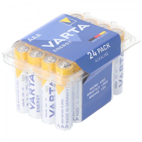 Pack de 24 Varta Energy 4103 Micro avec boîte de rangement