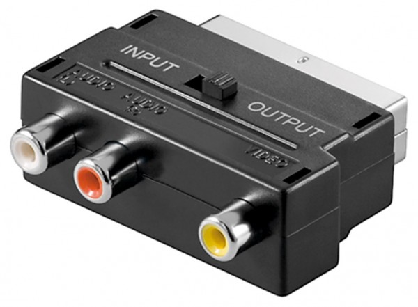 Goobay Scart to Composite Audio Video Adapter, IN/OUT - Fiche péritel (21 broches) > 3x prise cinch