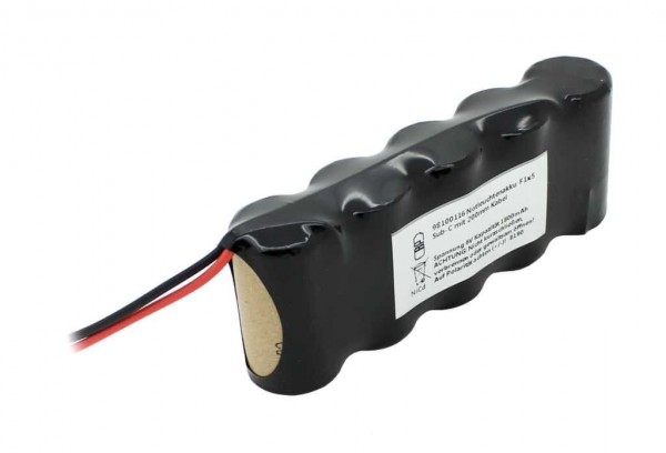 Batterie lumière de secours NiCd 6V 1800mAh F1x5 Sub-C avec câble de 200mm sur un côté remplace la batterie 6V