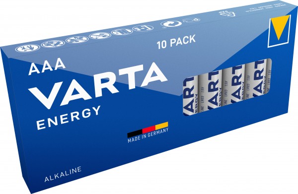 Lot de 10 piles alcalines Varta Energy, micro, AAA, LR03, 1,5 V