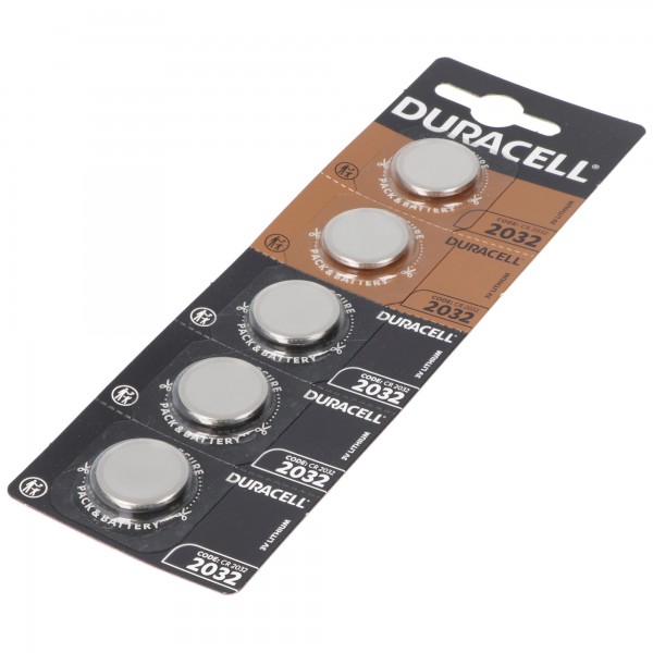 5 piles au lithium Duracell CR2032 3 volts avec une capacité allant jusqu'à 180 mAh