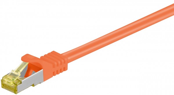 Câble patch Goobay RJ45 CAT 6A S/FTP (PiMF), 500 MHz avec câble brut CAT 7, orange