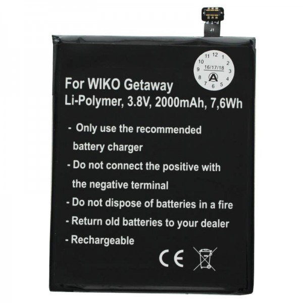 Batterie AccuCell adaptée à la batterie de téléphone portable Batterie Wiko Getaway TLE14J14