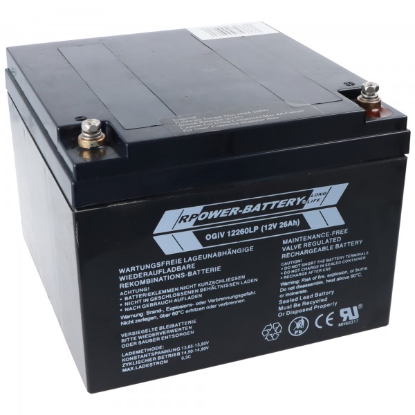 Batterie plomb RPower OGiV12260LP 12V 26Ah longue durée Batterie plomb gel AGM