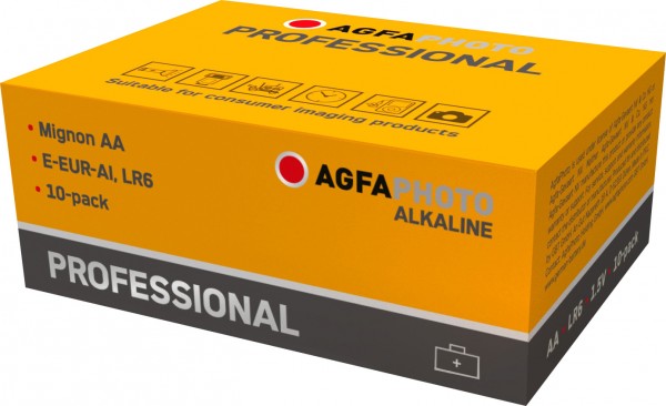 Pile alcaline Agfaphoto, Mignon, AA, LR06, 1,5 V professionnelle, boîte de vente au détail (paquet de 10)