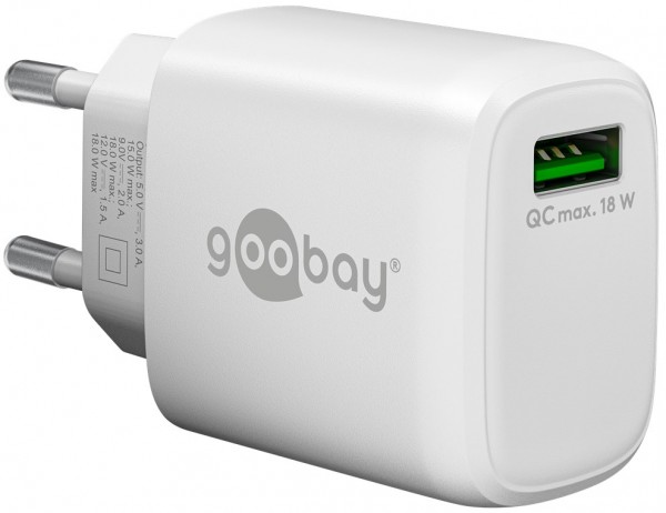 Goobay Chargeur rapide USB QC 3.0 (18 W) blanc - 1x port USB-A (Quick Charge 3.0) - blanc