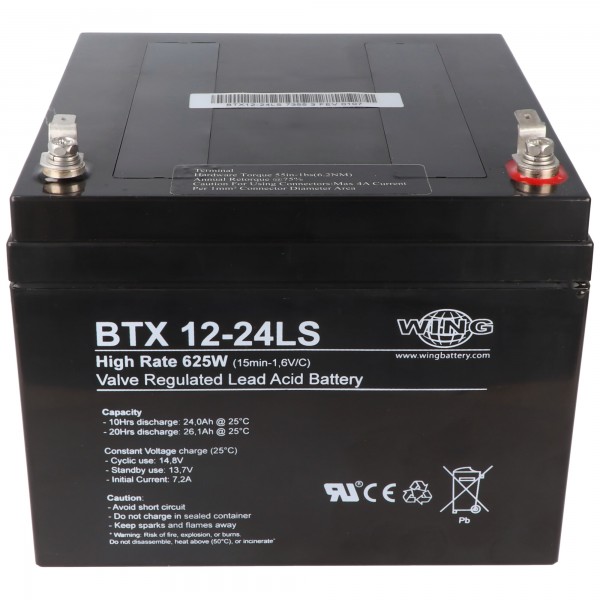 Wing BTX12-24LS 12V 24Ah batterie au plomb capable de courant élevé batterie au plomb AGM batterie au plomb