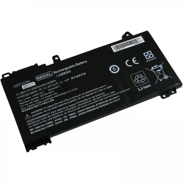 Batterie adaptée pour ordinateur portable HP ProBook 430 G6, 440 G6, 450 G6, type RE03XL etc. - 11,55 V - 3500 mAh