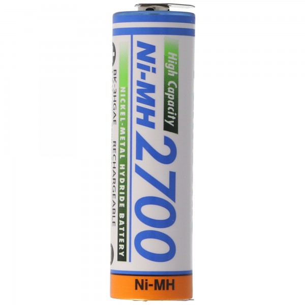 Batterie rechargeable HR-3U 2700mAh Panasonic Mignon AA NiMH avec contacts d'impression une couleur
