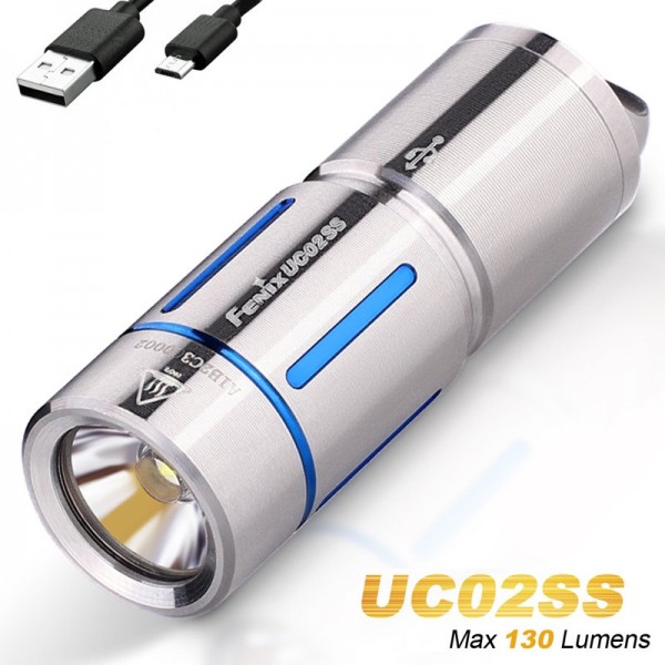 Porte-clés LED Fenix UC02SS, avec batterie et câble de charge