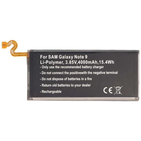 Batterie pour Samsung Galaxy Note 9, Li-Polymer, 3.85V, 4000mAh, 15.4Wh, intégrée, sans outil