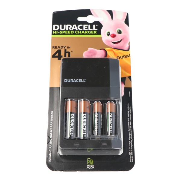 Chargeur rapide Duracell Hi-Speed pour piles NiMH AA et AAA, avec 2 piles AA et 2 piles AAA