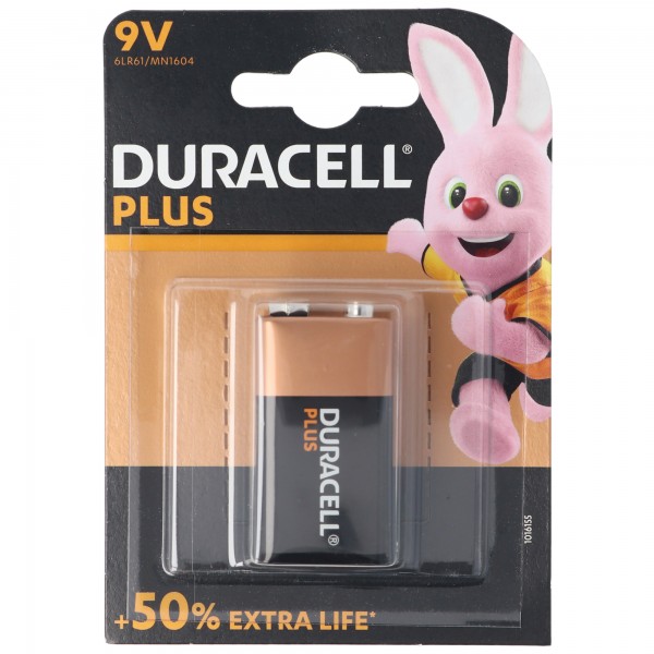 DURACELL Plus 9 Volt / 6LR61 Paquet de 1