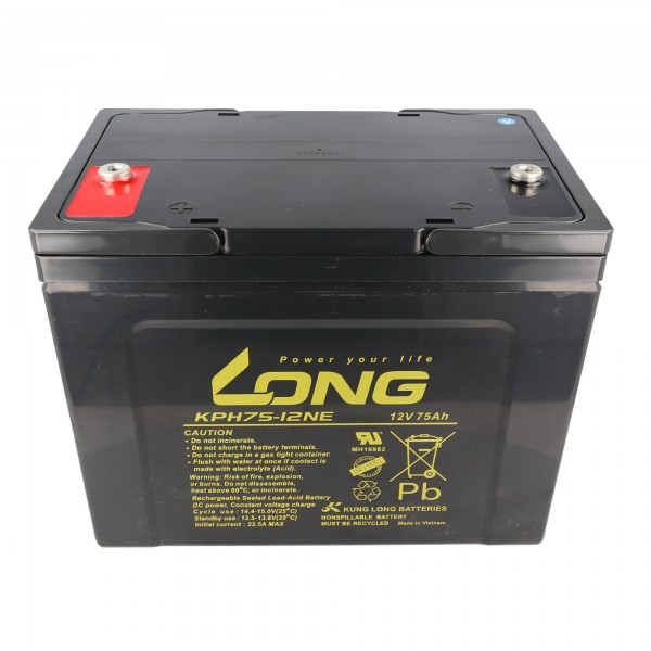 Kung Long KPH75-12NE batterie au plomb 12 volts 75Ah avec filetage femelle M6