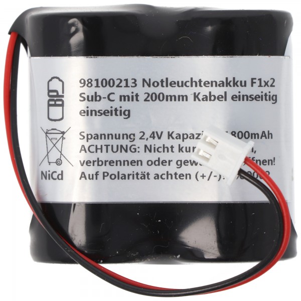 Pack batterie 2,4 volts adapté pour Esylux type AS1800 / 2.4, pack batterie avec câble et fiche