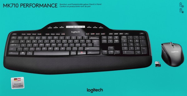 Ensemble clavier/souris Logitech MK710, Sans fil, Unifying, Black Performance, DE, Optique, 1000 dpi, Vente au détail