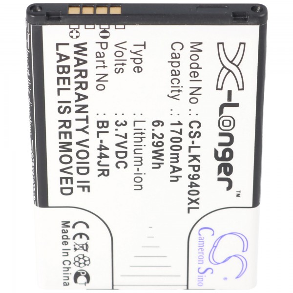 AccuCell batterie adaptée pour LG P940 Prada 3.0, BL-44JR