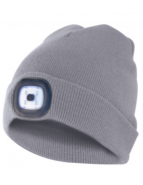 Velamp LIGHTHOUSE : Bonnet avec LED frontale, rechargeable. gris clair