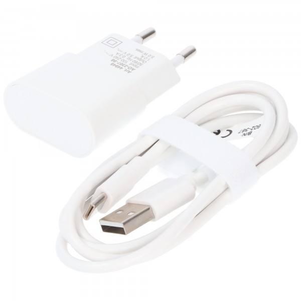 Kit de charge double Goobay USB-C™ 2,4 A - bloc d'alimentation avec 2 prises USB et câble USB Type-C™ 1 m (blanc)