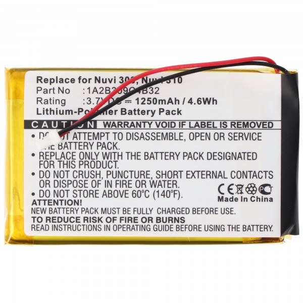 Batterie adaptéee pour Garmin Nuvi 300, 361-00019-02
