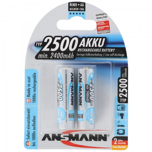 Batterie Ansmann maxE plus NiMH Mignon AA 2500mAh blister de 2
