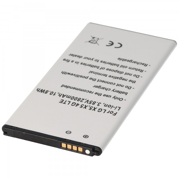 Batterie compatible pour LG X5, X5 4G LTE, Li-ion, 3.85V, 2800mAh, 10.8Wh, avec puce IC