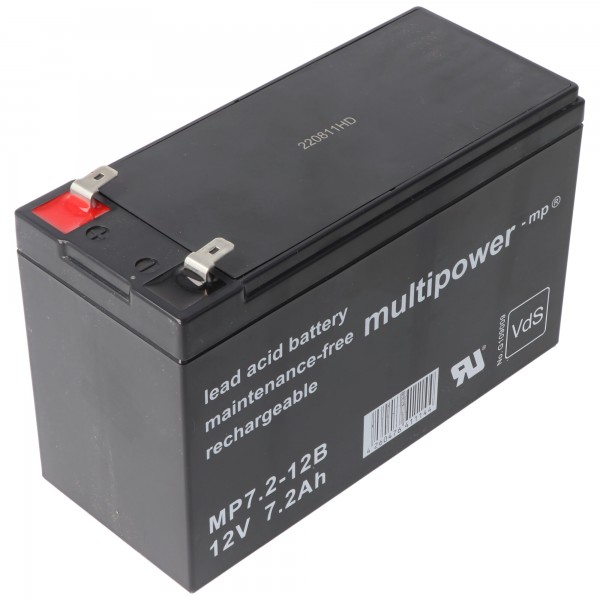 Multipower MP7-12B 12V 7Ah 6.3mm batterie plomb Faston batterie plomb gel AGM