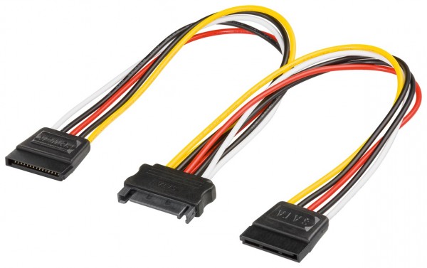 Câble d'alimentation/adaptateur d'alimentation Goobay PC Y, SATA 1x prise vers 2x prise - 2x prise standard SATA > prise standard SATA