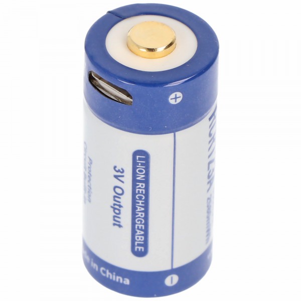 Batterie lithium-ion RCR123A 3V 880mAh 1.5A 16340, rechargeable uniquement via micro USB