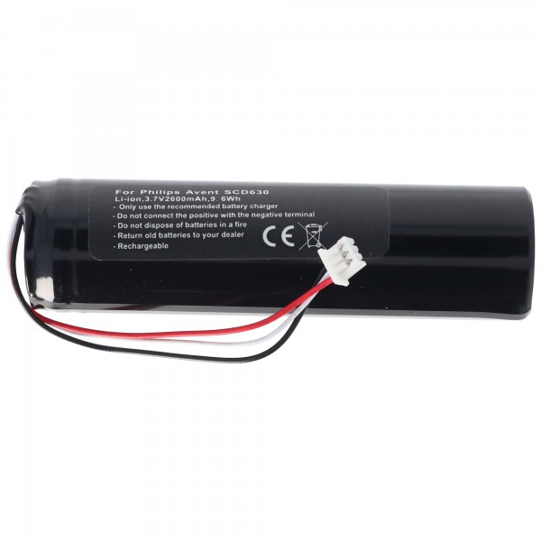 Batterie adaptéee pour Philips Avent SCD630, Li-ion, 3.7V, 2600mAh, 9.6Wh