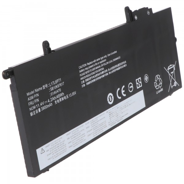 Batterie adaptée pour Lenovo ThinkPad X280, Li-Polymer, 11.4V, 4210mAh, 48Wh