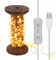Guirlande lumineuse LED Goobay &quot;bobine&quot;, grande - avec câble USB 3 m, guirlande lumineuse 15 m avec 150 micro-LED en blanc chaud (2700 K)...