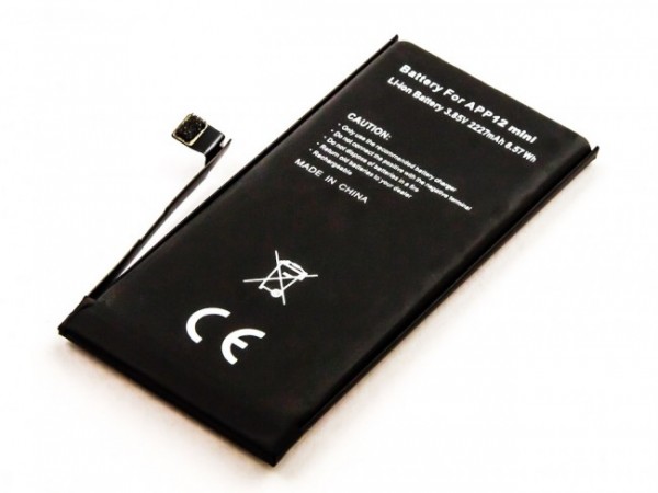 Batterie adaptée pour Apple iPhone 12 mini, Li-Polymer, 3.85V, 2227mAh, 8.57Wh, intégrée, sans outils