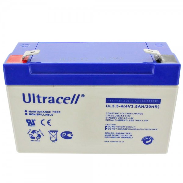Ultracell UL3.5-4 Batterie 3500mAh 4 volts, convient aux contacts ensoleillés A504 / 3.5S, contacts 4.8mm