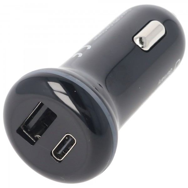 Chargeur de voiture 12 volts avec connexion USB-C et USB-A, courant de charge max. 3A