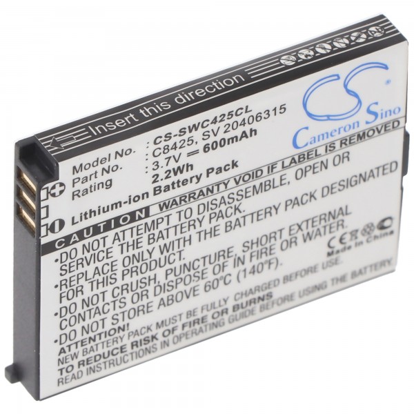 Batterie pour Swissvoice eSense, eSense Color, SV 20406288, C8425, SV 20406315 Li-Ion, 3,7 V, 600 mAh, 2,2 Wh