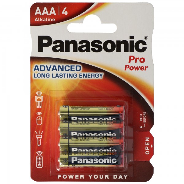 Micro-piles alcalines AAA, LR03 de Panasonic Pro Power, sous blister