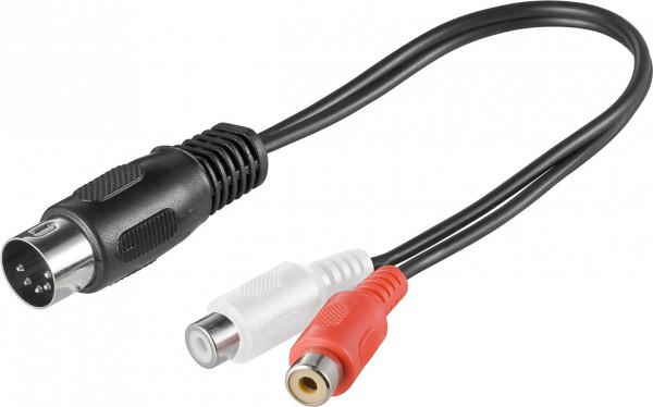 Adaptateur de câble audio Goobay, fiche DIN vers prise cinch stéréo - fiche DIN 180° (5 broches) > 2x prise cinch (audio gauche/droite)