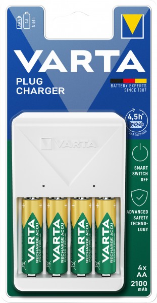 Batterie rechargeable Varta NiMH, chargeur universel, chargeur de prise avec piles, 4x mignon, AA, 2100mAh, vente au détail