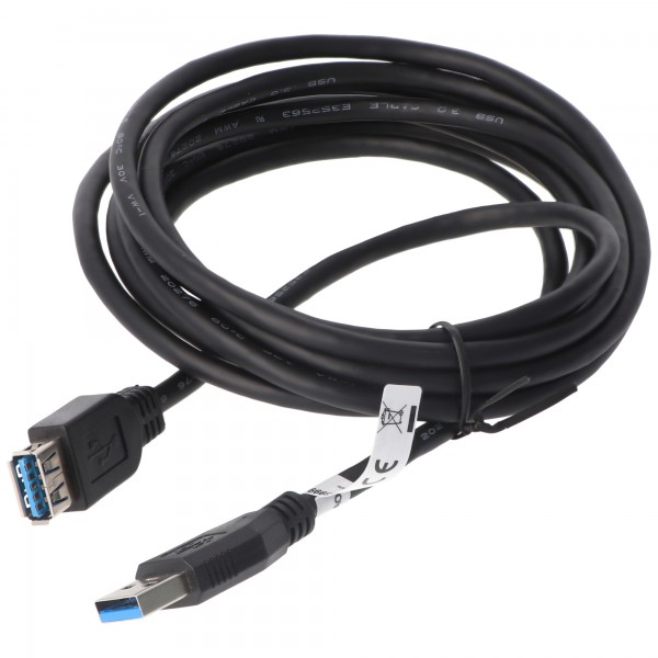 Câble d'extension USB 3.0 SuperSpeed, noir, longueur 3 mètres, nettement plus rapide que l'USB 2.0