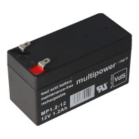 Batterie au plomb Multipower MP1.2-12 avec contacts Faston de 4,8 mm