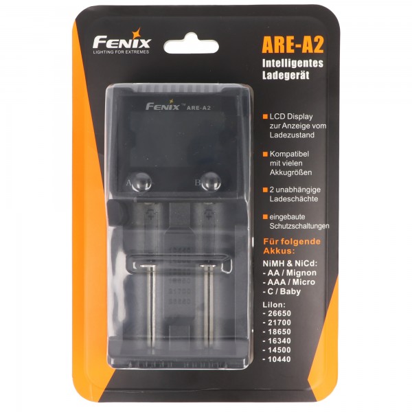 Chargeur Fenix ARE-A2 pour deux batteries 10440, 14500, 16340, 18650, 26650, 21700