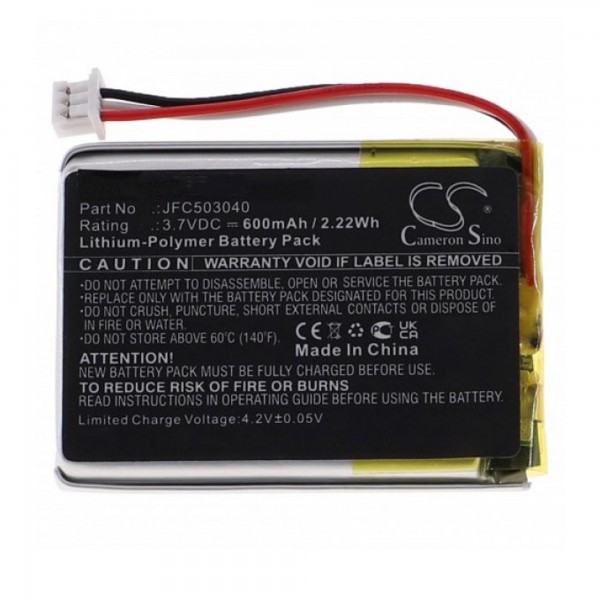 Batterie adaptée pour Viper 3706V, Clifford 7541X avec câble et connecteur, 3.7V 600mAh