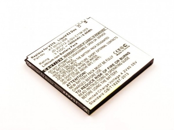 Batterie pour Acer Liquid E2, V370, Li-ion, 3.7V, 1800mAh, 6.7Wh