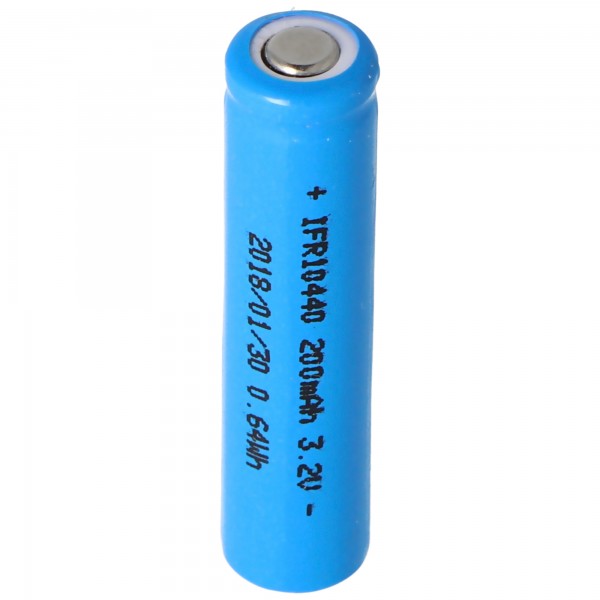 IFR 10440 - Batterie LiFePo4 (Flat Top) non protégée à 200mAh